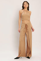 CARAMEL COAST WOVEN CROP TOP Flying Tomato