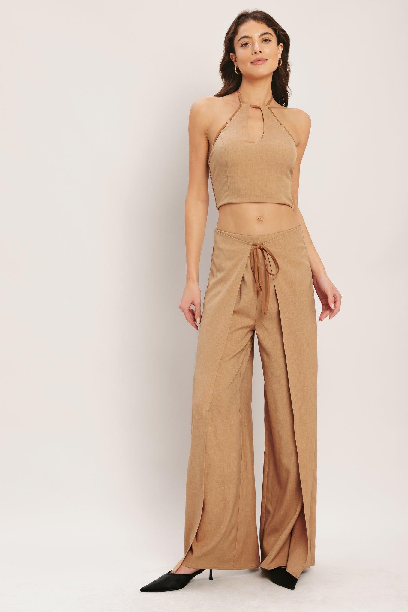 CARAMEL COAST WOVEN CROP TOP Flying Tomato