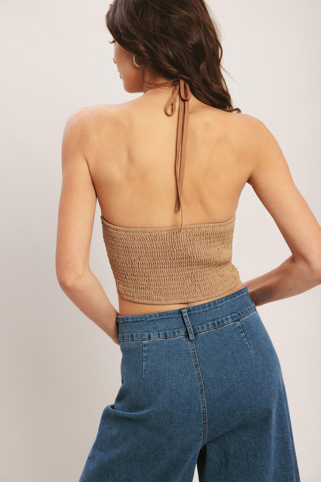 CARAMEL COAST WOVEN CROP TOP Flying Tomato