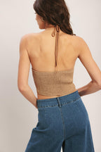 CARAMEL COAST WOVEN CROP TOP Flying Tomato