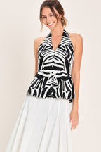 MINIMAL ELEGANCE WOVEN HALTER TOP Flying Tomato