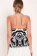 MINIMAL ELEGANCE WOVEN HALTER TOP Flying Tomato