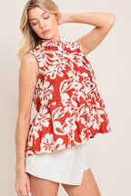 SUNSET BLOOM WOVEN TOP Flying Tomato