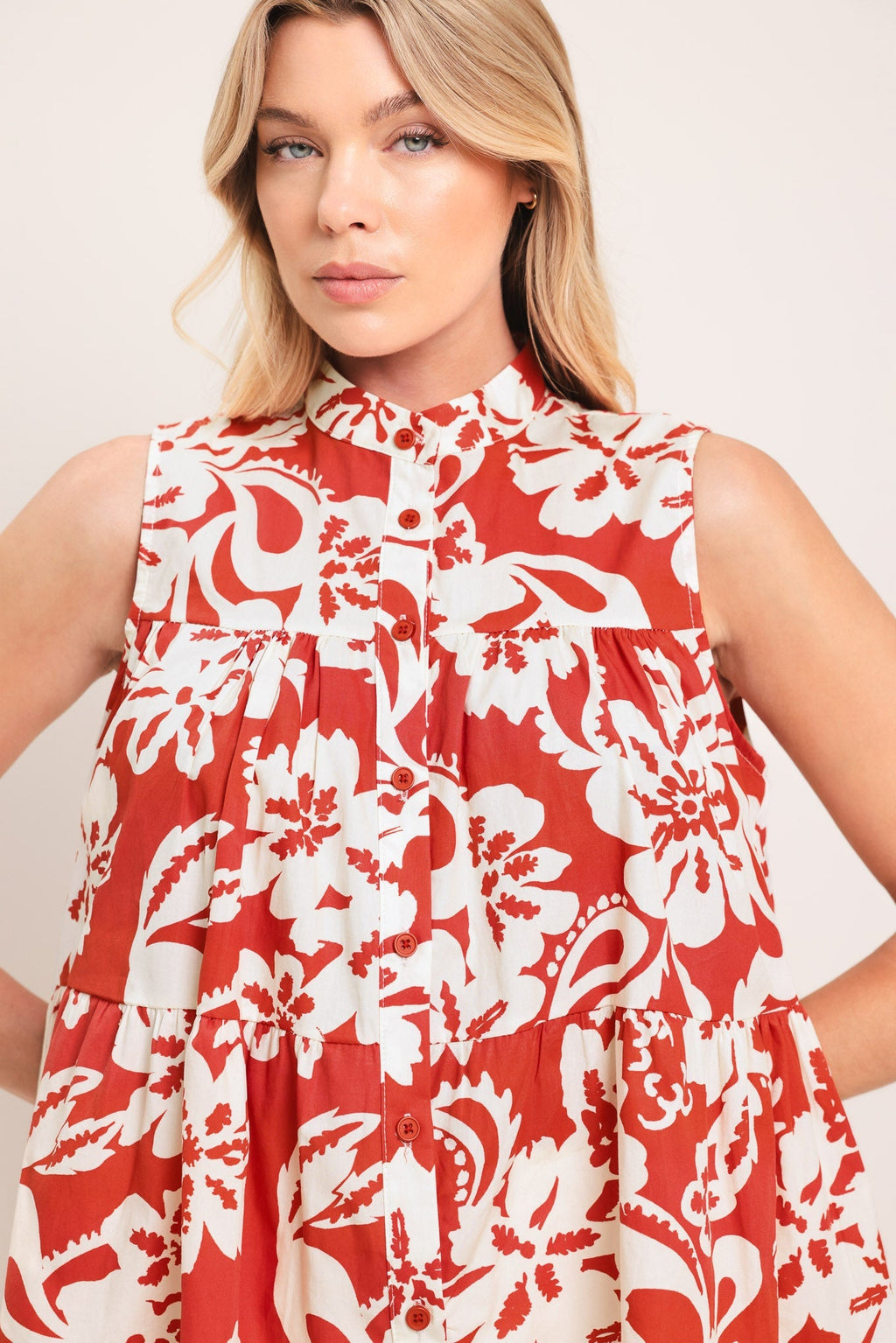 SUNSET BLOOM WOVEN TOP Flying Tomato