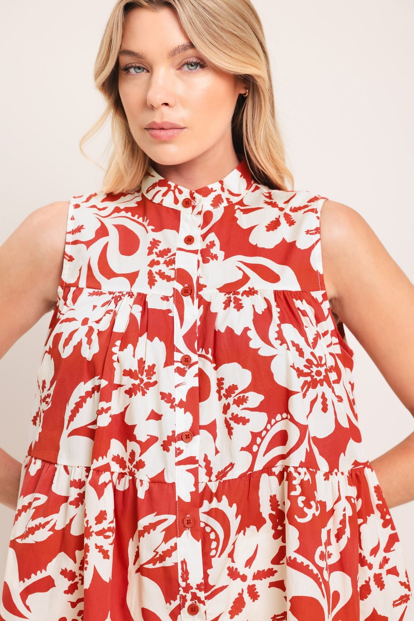 SUNSET BLOOM WOVEN TOP Flying Tomato