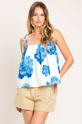TROPIC BLUE WOVEN TOP Flying Tomato