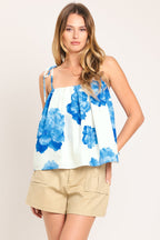 TROPIC BLUE WOVEN TOP Flying Tomato