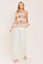 VILLA ROSA PEPLUM LOOK WOVEN TOP Flying Tomato
