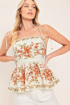 VILLA ROSA PEPLUM LOOK WOVEN TOP Flying Tomato