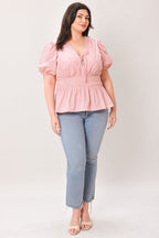 LOVELY CHARM PINK WOVEN TOP Flying Tomato