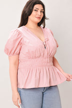 LOVELY CHARM PINK WOVEN TOP Flying Tomato