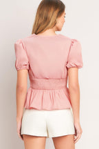 LOVELY CHARM PINK WOVEN TOP Flying Tomato