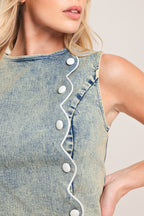 SWEET DETAIL DENIM CROP TOP Flying Tomato