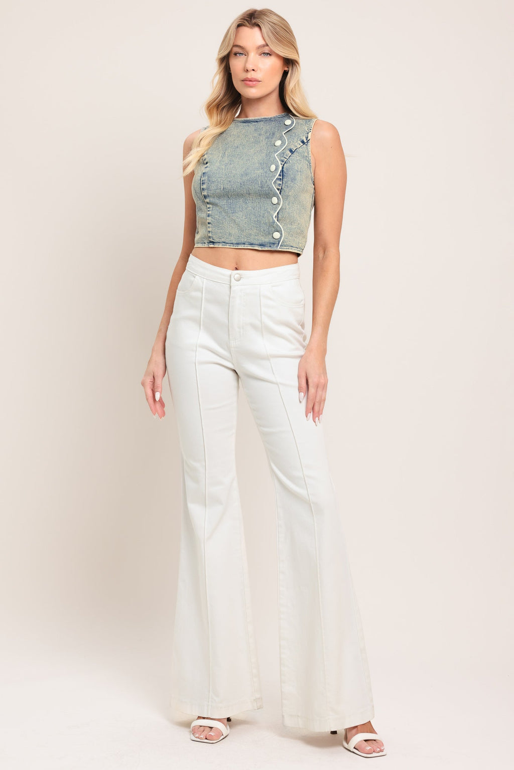 SWEET DETAIL DENIM CROP TOP Flying Tomato