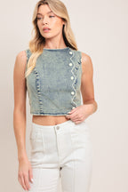 SWEET DETAIL DENIM CROP TOP Flying Tomato