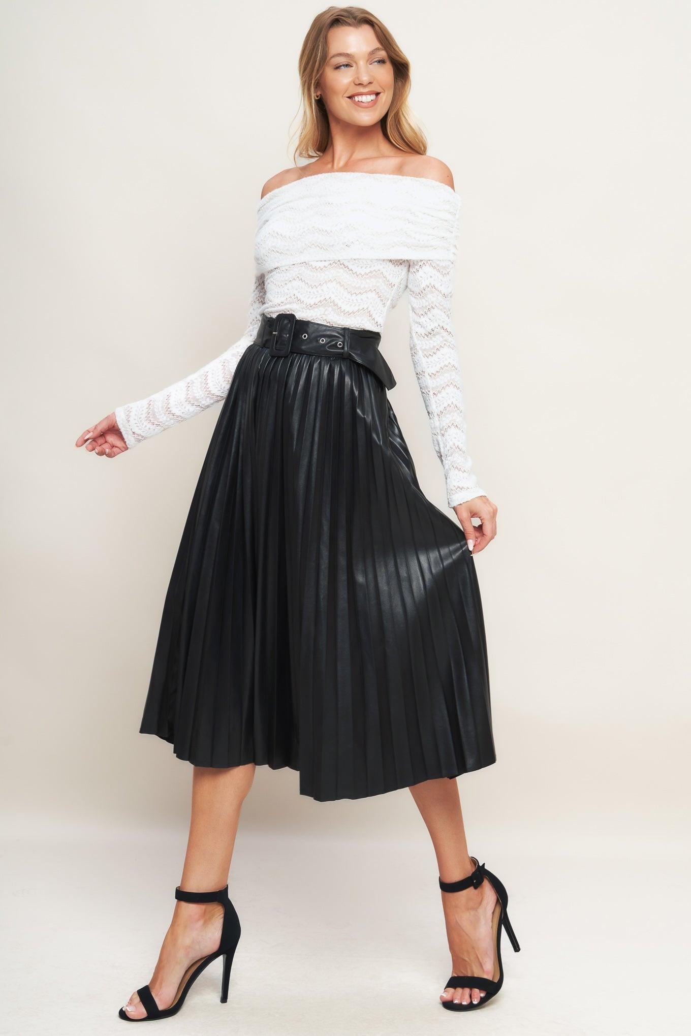 YOU FILL MY LIFE WITH LEATHER MIDI SKIRT Flying Tomato