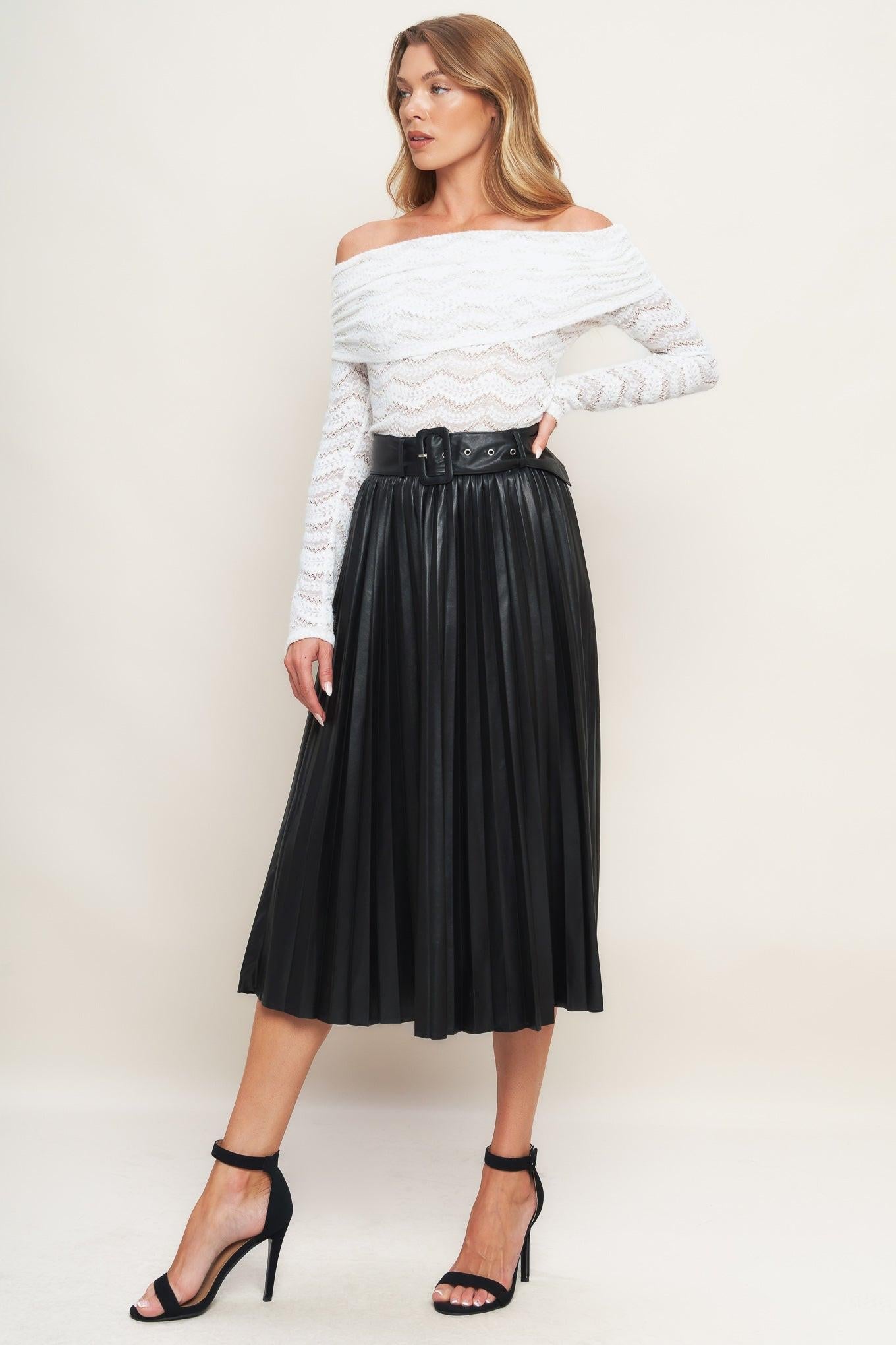 YOU FILL MY LIFE WITH LEATHER MIDI SKIRT Flying Tomato