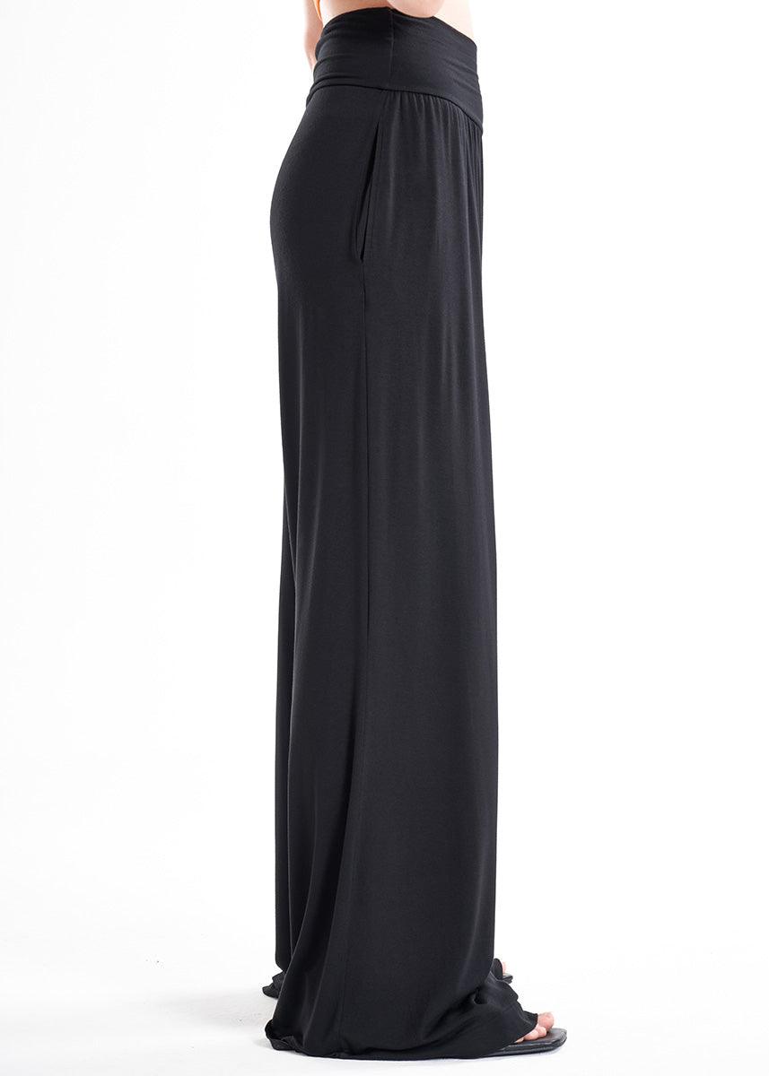 Black Jersey Viscose Palazzo Pants LavaNera ETNA