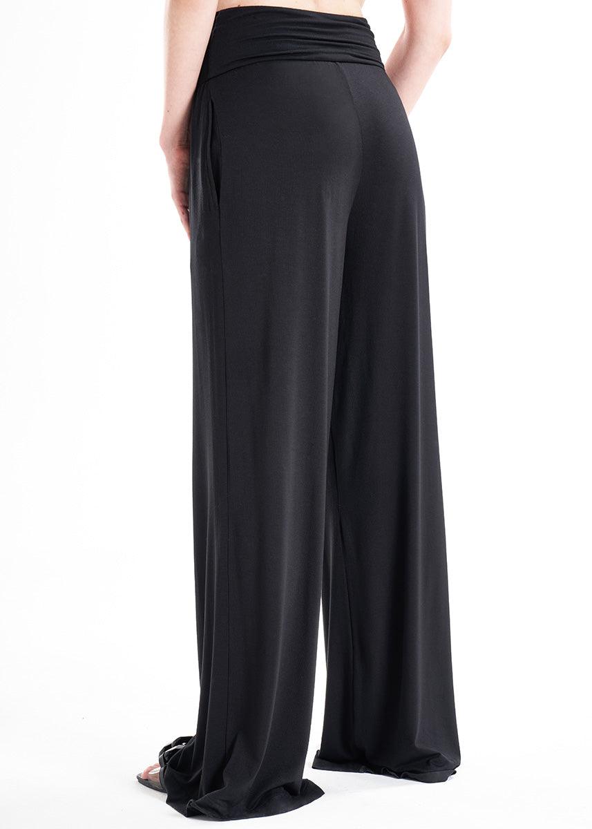 LavaNera Palazzo Black Jersey Viscose Pants