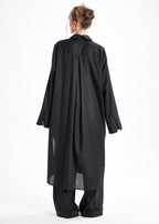 Lightweight And Breathable Deep Black Set With Maxi Button Down And Palazzo Pants ETNA