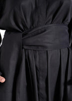 Lightweight And Breathable Deep Black Set With Maxi Button Down And Palazzo Pants ETNA