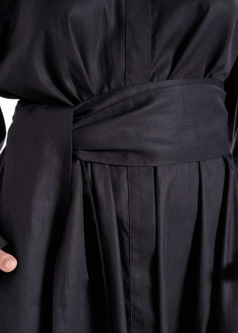 Lightweight And Breathable Deep Black Set With Maxi Button Down And Palazzo Pants ETNA