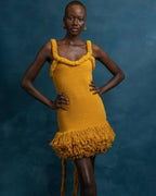 Autumn Winter Hand Woven Twine Rope Shoulder Strap Tassel Dress Swing Short Dress Bella Mia