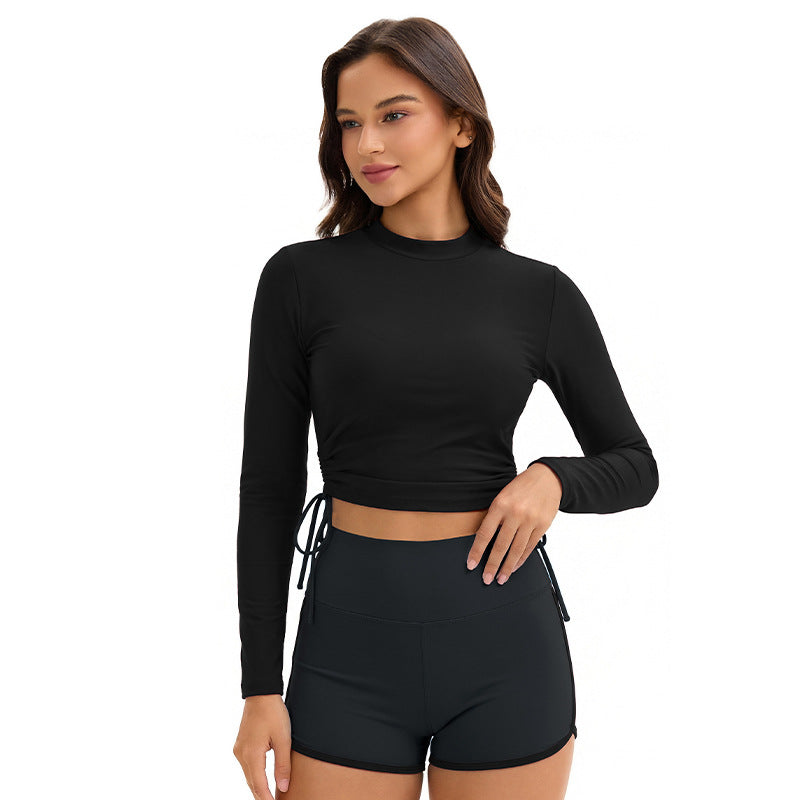 Swimsuit Women Split Long Sleeve Sunscreen Solid Color Conservative Two Piece Set Swimsuit