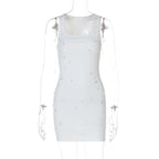 Women Clothing Summer Personality Slim Fit Slimming Beaded Sleeveless Sheath Dress Bella Mia