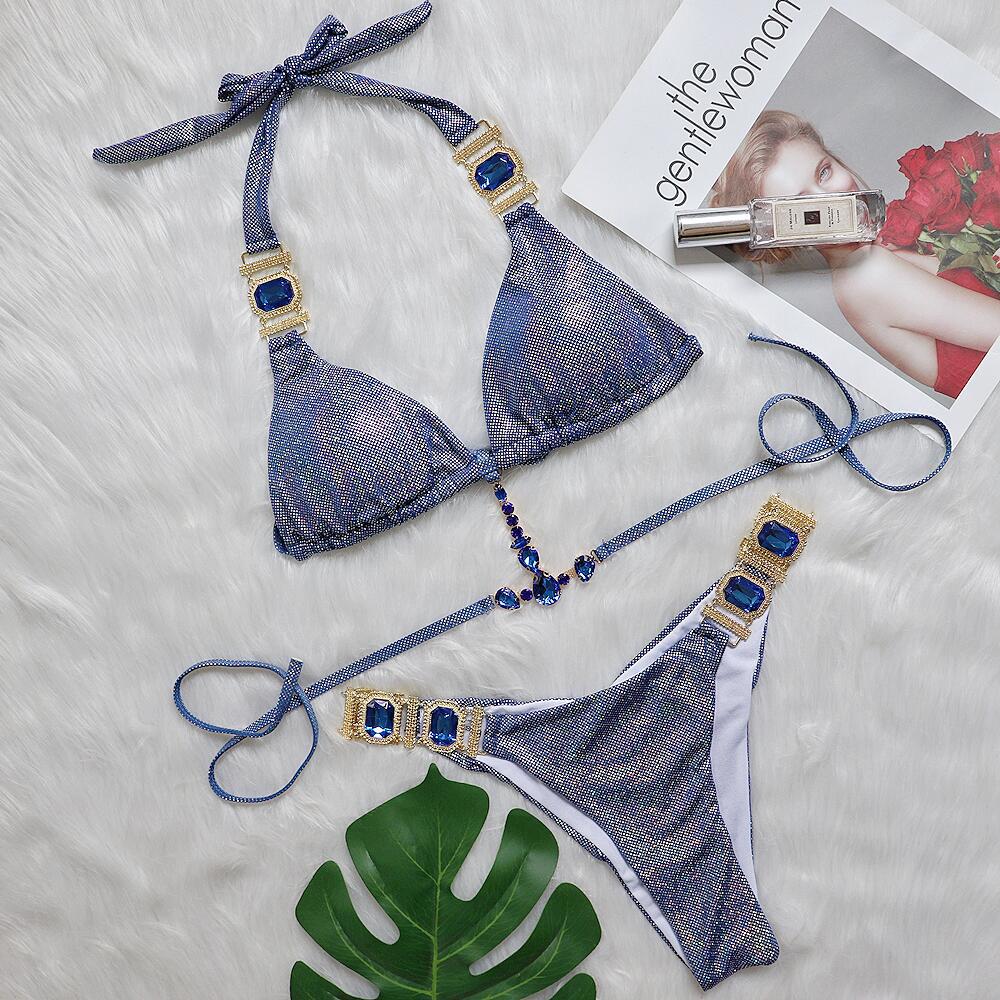 Sexy Crystal Diamond Bikini Strap Women Split Swimsuit Beach Swimsuit Bella Mia