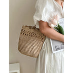 Raffia Shoulder Straw Bag Hollow Out Cutout Lace Straw Bag Woven Bag Vacation Beach Bag Women Bag Bella Mia