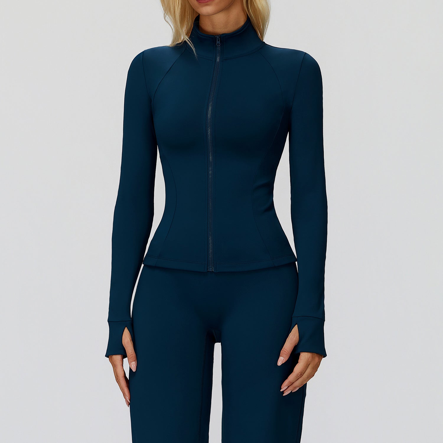 Autumn Winter Stand Collar Coat Zipper Windproof All Matching Warm Top Fitness Running Velvet Sport Coat Bella Mia