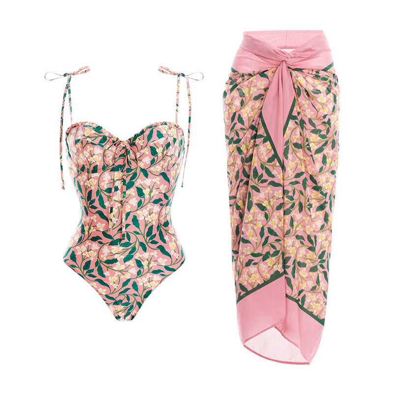Floral One Piece Swimsuit Women Vacation Beach Dress Swimsuit Supply