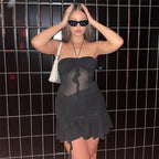 Summer Women Clothing Solid Color Sexy See Through Tube Top Halter Slim Fit Slimming Dress Women Bella Mia