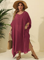 Women Clothes Solid Color Loose Blouse Beach Vacation Split Mop Dress Bella Mia
