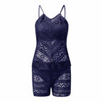 Women Seperated Swimwear Solid Color Grid Jacquard Boxers Bikini Swimwear Bella Mia