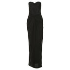 Women Clothing Spring Summer Solid Color Sexy Backless Tube Top Hollow Out Cutout Slim Sheath Dress Bella Mia