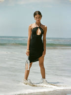 Sexy Hollow Out Cutout-out Halter Dress Women Summer Seaside Beach Backless Slit Slim Fit Niche Sexy Dress Bella Mia