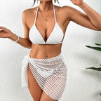 Swimsuit Women Solid Color Split Mesh Swimsuit Three Piece Sets Bikini Swimsuit Bella Mia