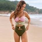 Swimsuit Solid Color Stitching Metal Buckle Swimsuit One Piece Swimsuit Bella Mia