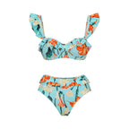 Split Bikini Lotus Sleeve High Waisted Trousers Sexy Slimming Swimsuit Women Bella Mia