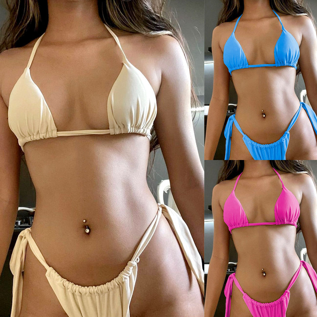 Sexy Three Point Split Bikini Women Solid Color Bikini Swimsuit Bella Mia