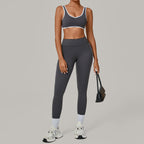 Contrast Color Binding Nude Feel Yoga Beauty Back Tight Quick Drying Workout Clothes Outdoor Sports Two Piece Sets Bella Mia