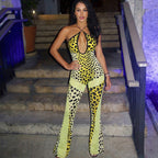 Spring Women Clothing Sexy Backless Water Drop Collar Lace up Halterneck Micro Pull Long Conjoined Trousers Bella Mia