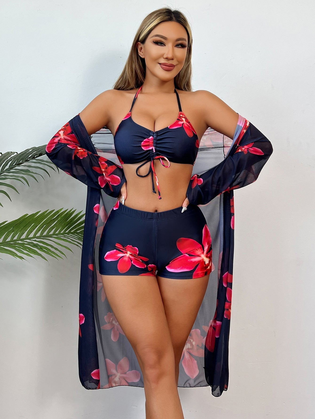 Ladies One Piece Blouse Floral Bikini Swimsuit Bella Mia
