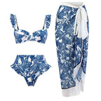 Retro Split Swimsuit Three Piece Set Swimsuit Lace Up Beach Skirt Bella Mia