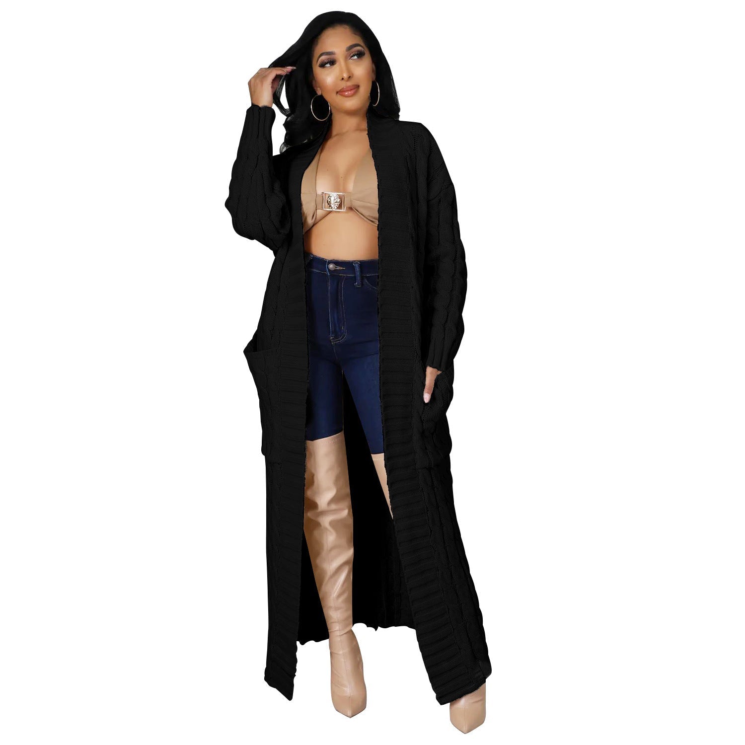 Autumn Winter Women Clothing Sexy Casual Long Sleeve Long Sweater Coat Bella Mia