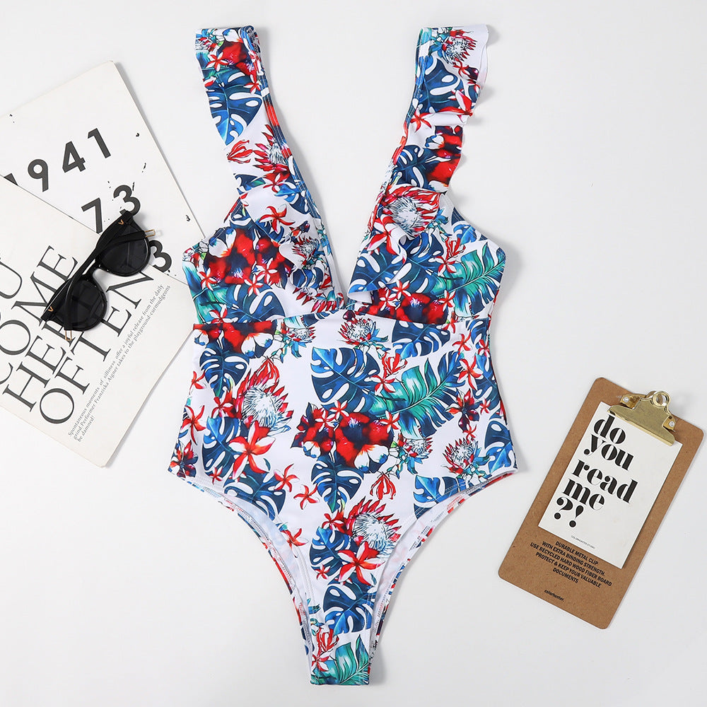 Lotus Leaf Flying Edge Women Triangle Swimsuit Bikini Swimsuit Bella Mia