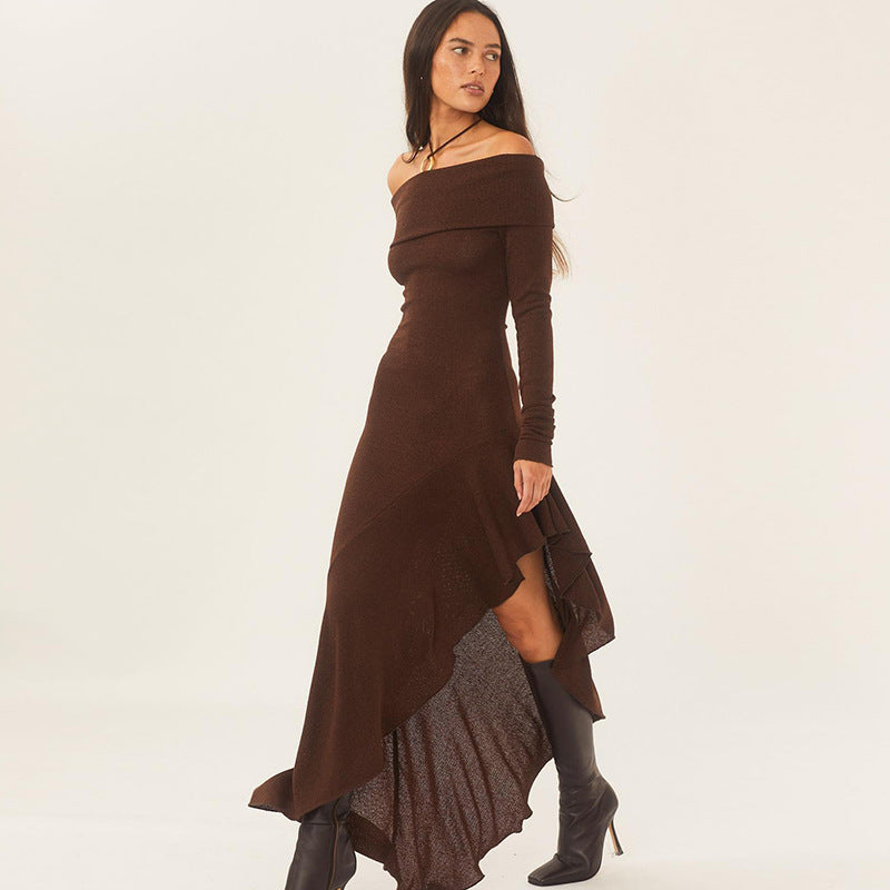 Women Wear Elegant off Shoulder Long Sleeve Close-Fitting Ruffled for Women Bella Mia