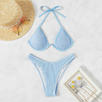 Lace up Backless Beach Bikini Multicolor Steel Bracket Triangle Split Swimsuit Swimwear Bella Mia